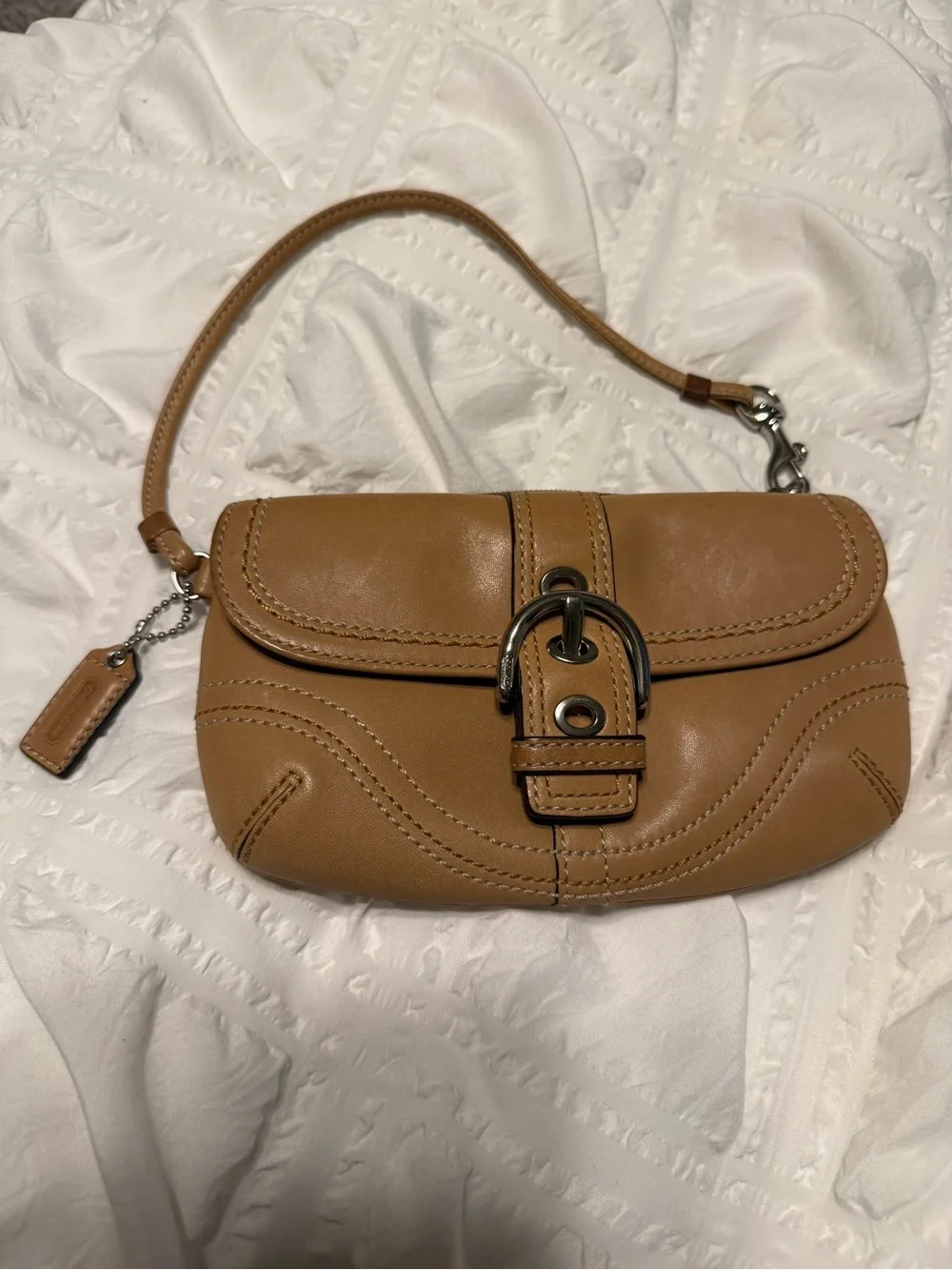 Coach Cognac Leather Buckle Wristlet Clutch - SoHo
